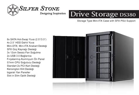 SilverStone DS380 12xHDD Destekli 8x Hot Swap 4x Sabit USB 3 0 Mini ITX NAS Kasası SST DS380