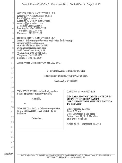 Declaration Of James Naylor In Support Of Defendant S Opposition To Plaintiff S Motion To Remand