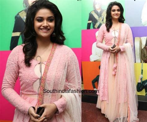 Keerthi Suresh In A Pink Anarkali South India Fashion