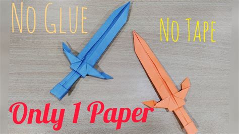 Origami Paper Sword No Glue No Tape No Scissors Only One