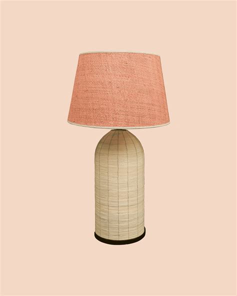 Pent Raffia Lampshade Pink Birdie Fortescue