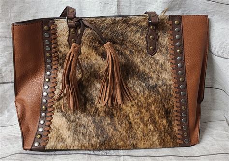 Tony Lama Tote Cognac With Hair On 2131731 Double P Western Store