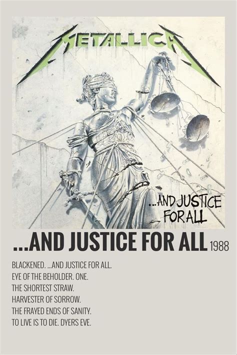 Metallica And Justice For All Album Cover Minimalist Poster