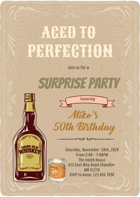 Whiskey Aged To Perfection Invitation Template Postermywall