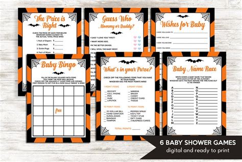 Halloween Baby Shower Games Bundle Digital 5x7 Instant | Etsy