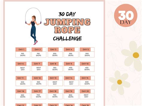 30 Day Jumping Rope Challenge 30 Day Challenge Printable Etsy