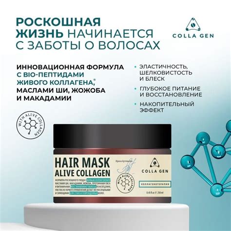 Первый Живой Коллаген. Интенсивная питательная маска для волос с ЖИВЫМ ...