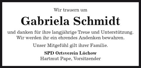 Das Trauerportal F R L Chow Dannenberg Todesanzeigen Gabriela Schmidt