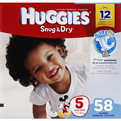 HUGGIES Snug Dry Diapers Size 5 58 Count Packaging May Vary