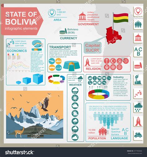 Bolivia Infographics Statistical Data Sights Vector Stock Vector