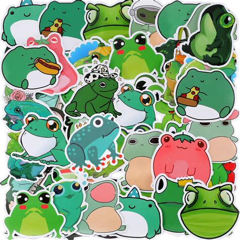 Huamuma Kawaii Frog Stickers 100 Pack Cute Vinyl