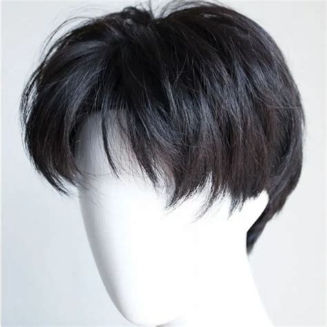 Jual Full Wig Pria Korea Rambut Pendek Warna Hitam Rambut Palsu Siswa