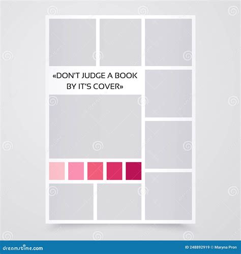 Photo Collage Grid Moodboard Template Vertical Scrapbook Album