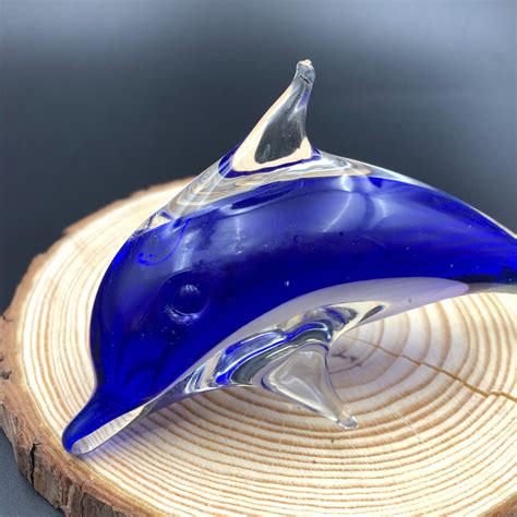 Glass Dolphin Hand Blown Glass Dolphin Figurine Dolphin Ornament Murano Dolphin Glass Sea