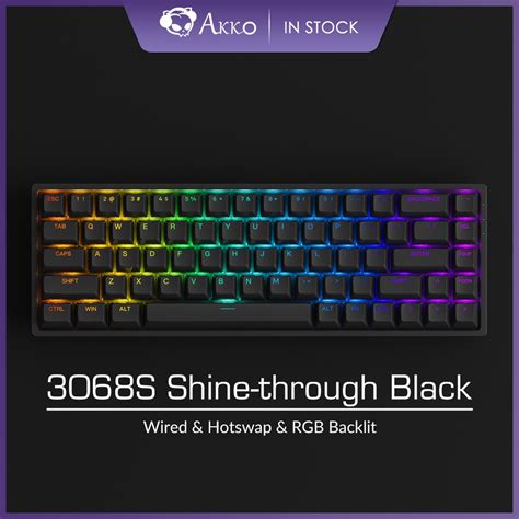 Akko 3068S Shine Through Black RGB Hot Swappable Mechanical Gaming Keyboard Wired With ASA