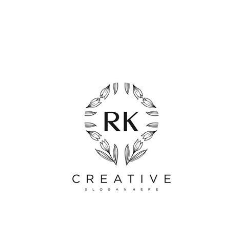 Rk Letra Inicial Flor Logotipo Plantilla Vector Premium Vector Art