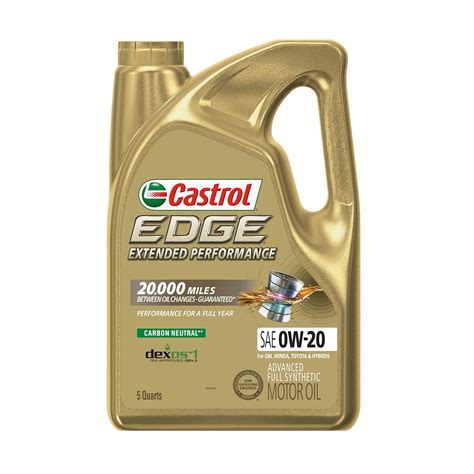 Castrol Edge Full Synthetic Engine Oil 0w 20 5 Quart