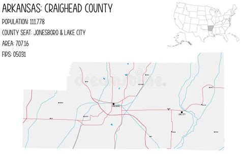 Map Of Craighead County In Arkansas Usa Stock Vector Illustration