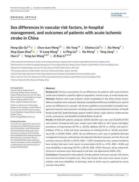 Pdf Sex Differences In Vascular Risk Factors In‐hospital Management