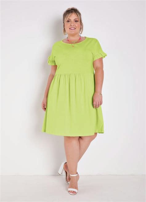 Marguerite Vestido Verde Lima Com Franzidos Plus Size Vestido Verde