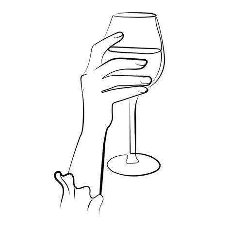 Premium Vector Woman Hand Holding Glass Wine Or Other Drink Simple