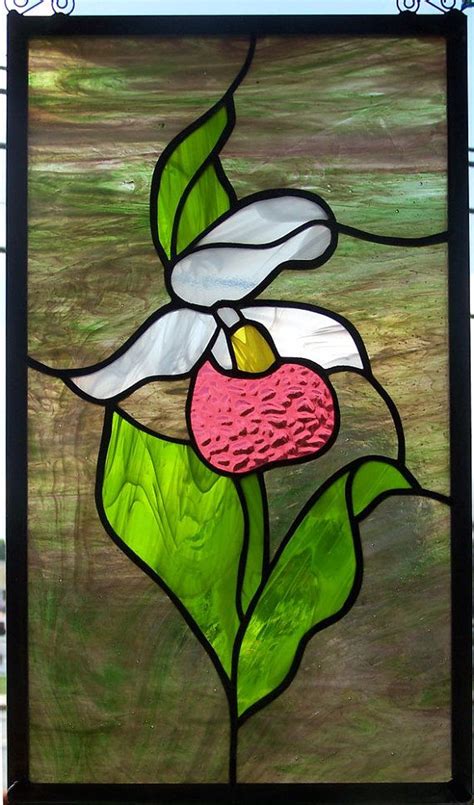 Lady Slipper Etsy Canada Stained Glass Flowers Stained Glass Paint Stained Glass Suncatchers