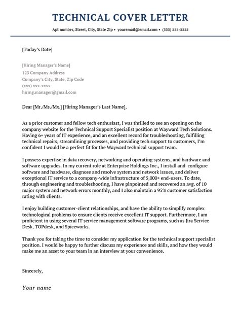 Technical Cover Letter Example Writing Tips