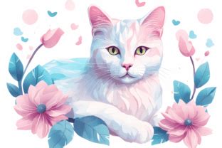 Floral Cat Graphic By Xmerch Creative Fabrica