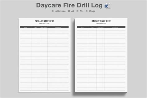 Daycare Fire Drill Logfire Inspectiondaycare Fire Drillfire Etsy