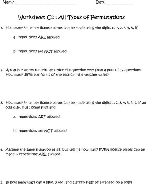 Worksheets A Fundamental Counting Principle