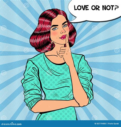 Pop Art Young Beautiful Woman Thinking Stock Vector Illustration Of Looking Doubt 83719408