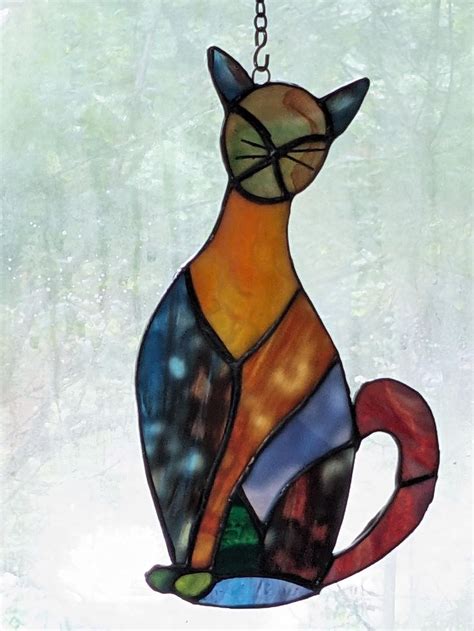 Stained Glass Calico Cat Etsy Canada In 2023 Calico Cat Custom