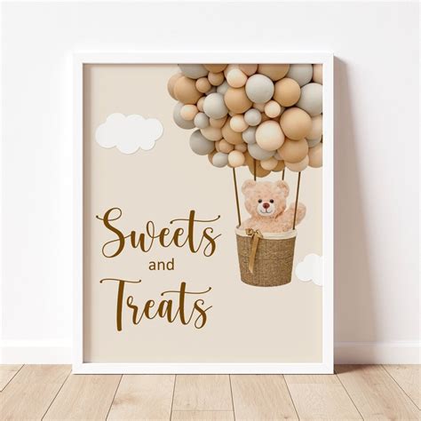 Sweets Treats Sign Teddy Bear We Can Bearly Wait Baby Shower Hot Air