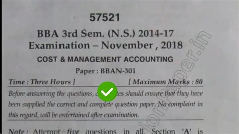 2018 Mdu BBA 3rd Sem Cost Accounting Management Question Paper