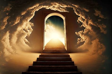 Premium Photo Door Opening Passage To Afterlife At End Of Stairway To