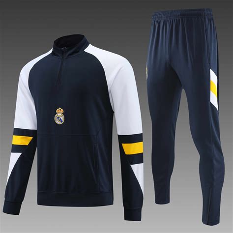 CONJUNTO AGASALHO REAL MADRID MEIO ZÍPER 23 24 AZUL MARINHO BRANCO