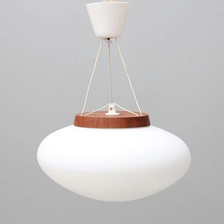 TAKLAMPA Opalglas Teak 1950 60 Tal Belysning Lampor Taklampor