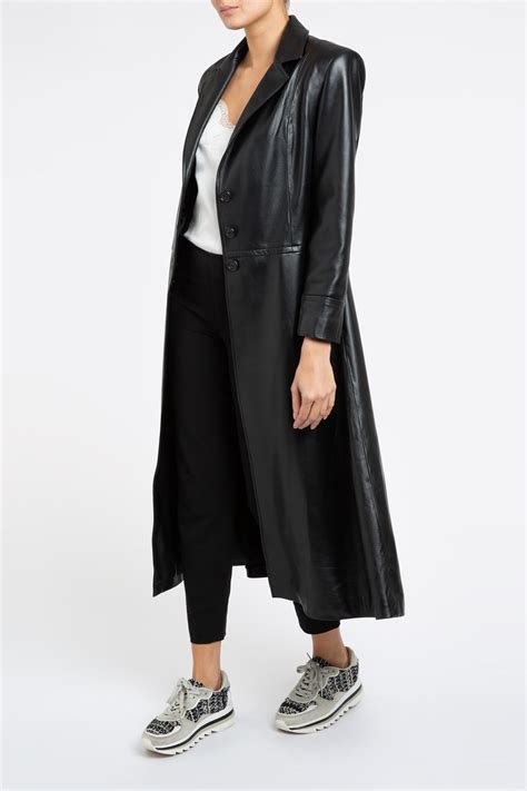 Oversize S Leather Trench Coat In Black Verheyen London