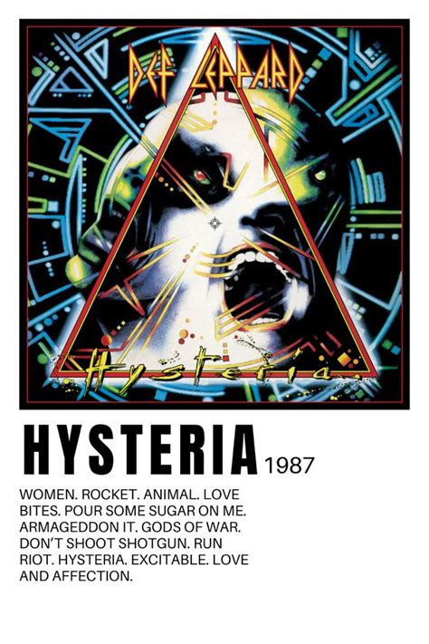 Hysteria Album Poster | Rock album covers, Def leppard albums, Def leppard