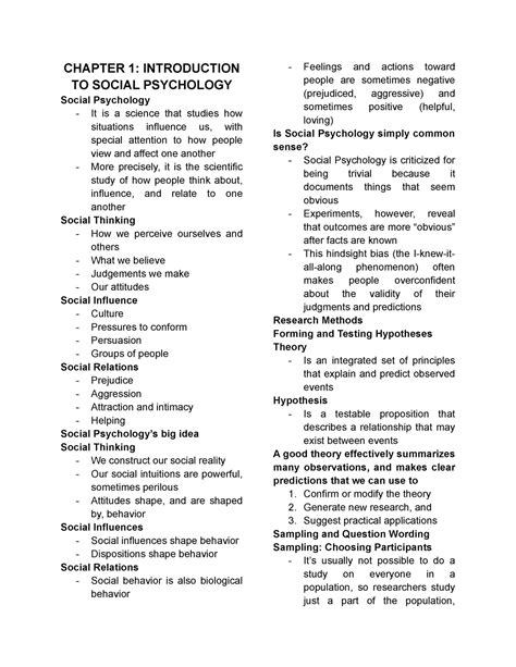 Chapter 1 Introduction To Social Psychology Chapter 1 Introduction