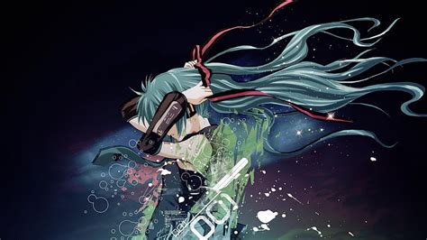 緑髪の女性アニメキャラクターの壁紙、 初音ミク、 ボーカロイド、 Hdデスクトップの壁紙 Wallpaperbetter