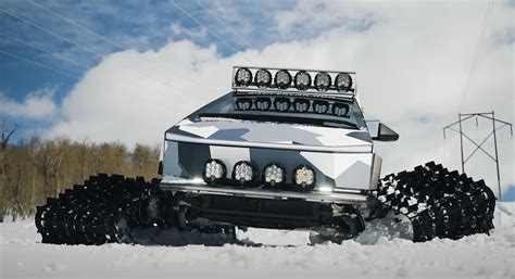 World S First Cybertruck On Tracks Plays In The Snow And It Works For