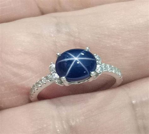 Bague De Mariage Avec Saphir Toil Bleu Naturel En Argent Rayons