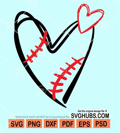 Baseball Heart Svg Baseball Love Svg Baseball Heart Clipart Svg