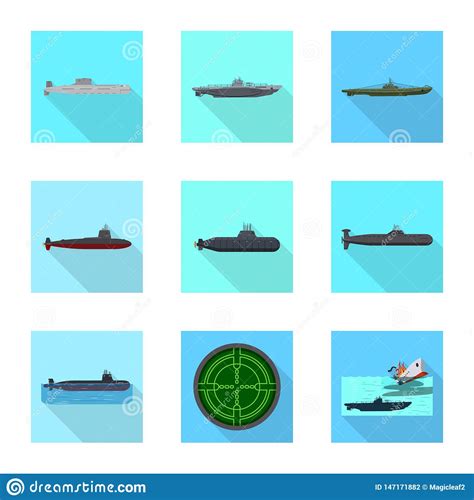 Vector Illustration Of Military And Nuclear Symbol Collection Of