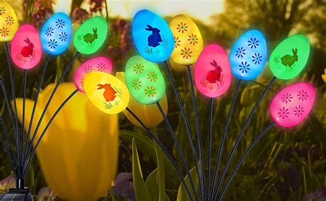 Abkshine 2 Pack Upgraded Solar Egg Pathway Lights For Easter