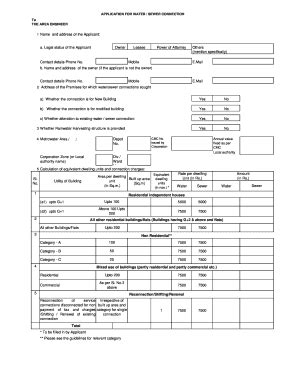 Fillable Online Application Form For Water Or Sewer Connection In Tamil