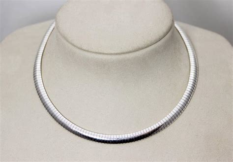 Beautiful Sterling Silver 16 Inch 8mm Domed Italian Omega Chain