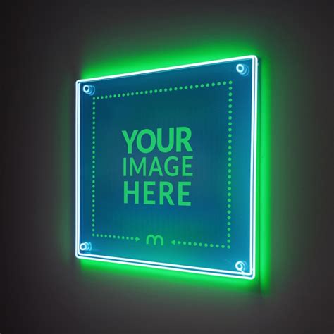 Office Glass Sign Mockup with Neon Lights - Mediamodifier