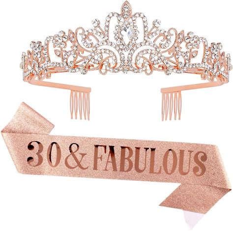 Amazon AOPRIE Birthday Crown For Women 30 Fabulous Birthday Sash